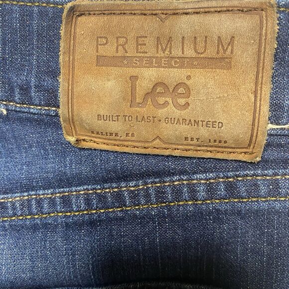 LEE Premium Select Jeans Straight Leg Regular Stretch Medium Wash Men 32x34 Blue - Picture 3 of 9